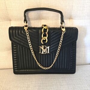 BADGLEY MISCHKA BLack Vegan Leather Quilted Crossbody with Big Chain - NWOT!
